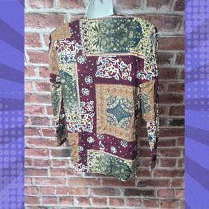 Vintage Botany‎ 500 Women’s Floral Shirt Jacket L Red V Neck 1 Button